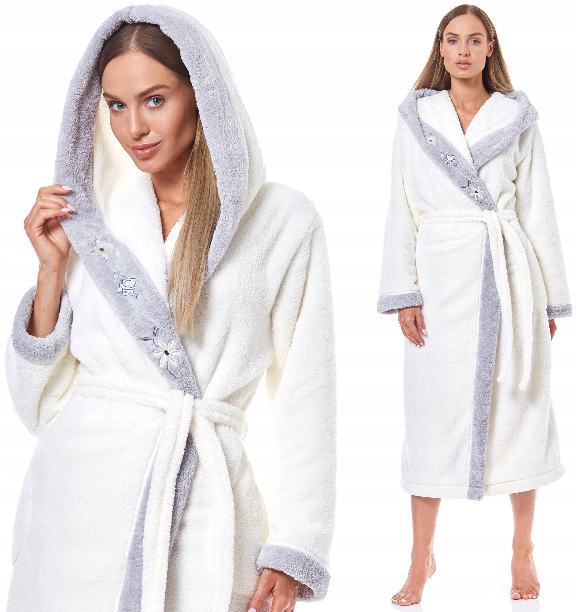 DŁUGI CIEPŁY PUCHOWY DAMSKI SZLAFROK PODOMKA 4XL