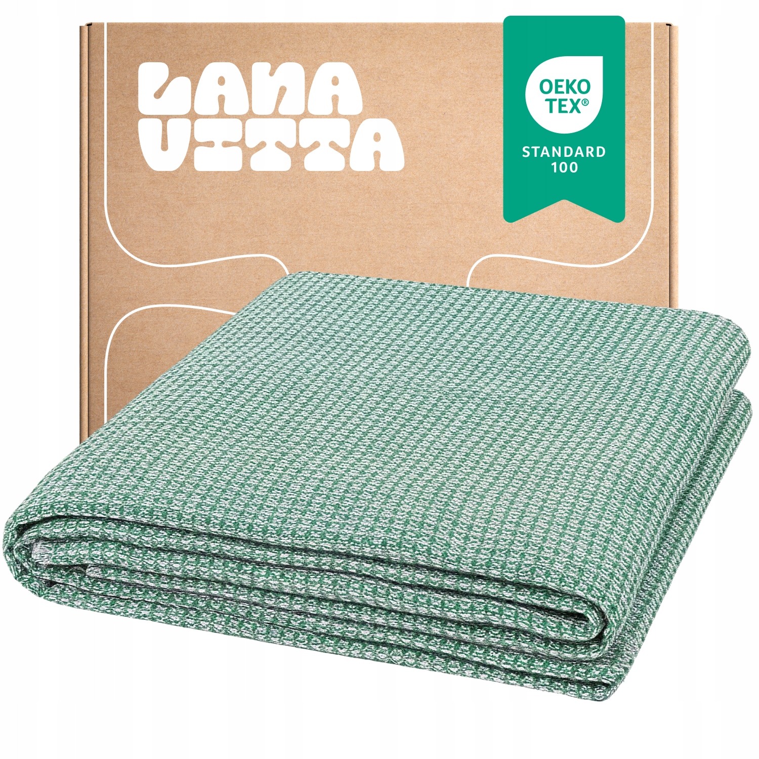 Bavlněná deka „Verbena“ Přehoz na postel Pled Zelená 170×210 cm