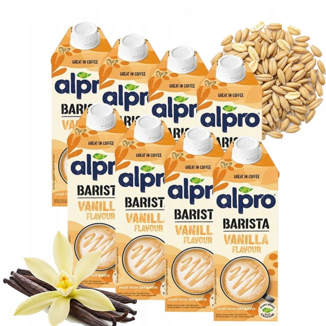 Alpro Barista Napój owsiano-sojowy o smaku waniliowym zestaw 8 x 750 ml
