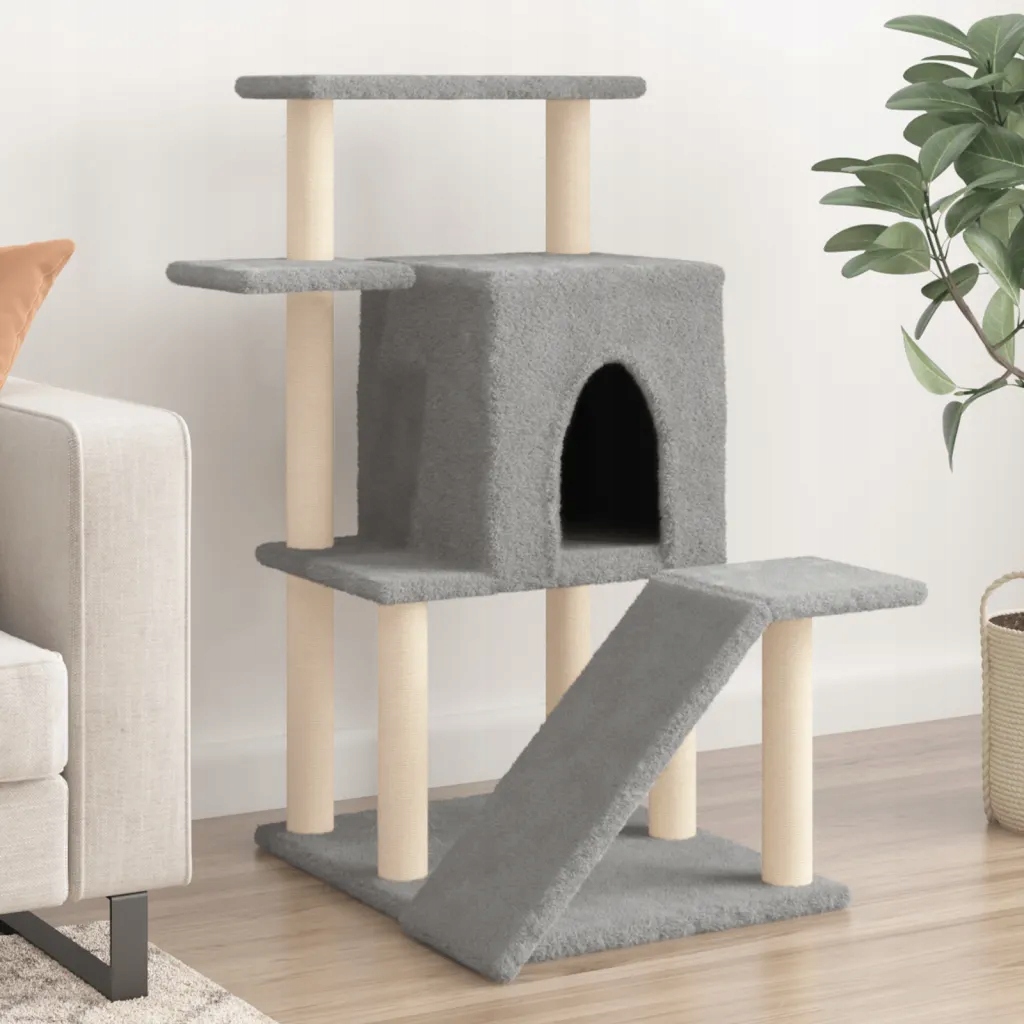 Petrashop Škrabadlo pro kočky se sisalovými sloupky světle šedé 97 cm Šedá