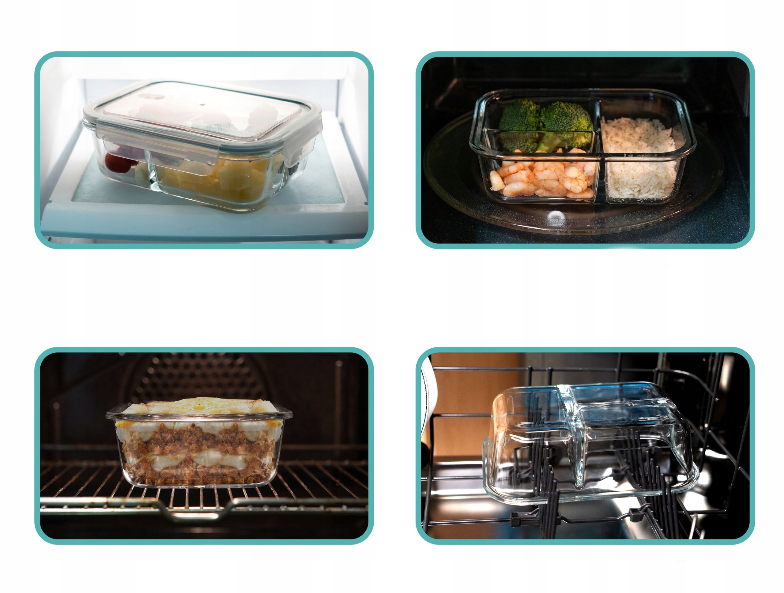 3 X KOMPLET SZKLANYCH POJEMNIKÓW Z PRZEGRÓDKAMI DO ŻYWNOŚCI CLASSBACH C-FHD Materiał wykonania szkło