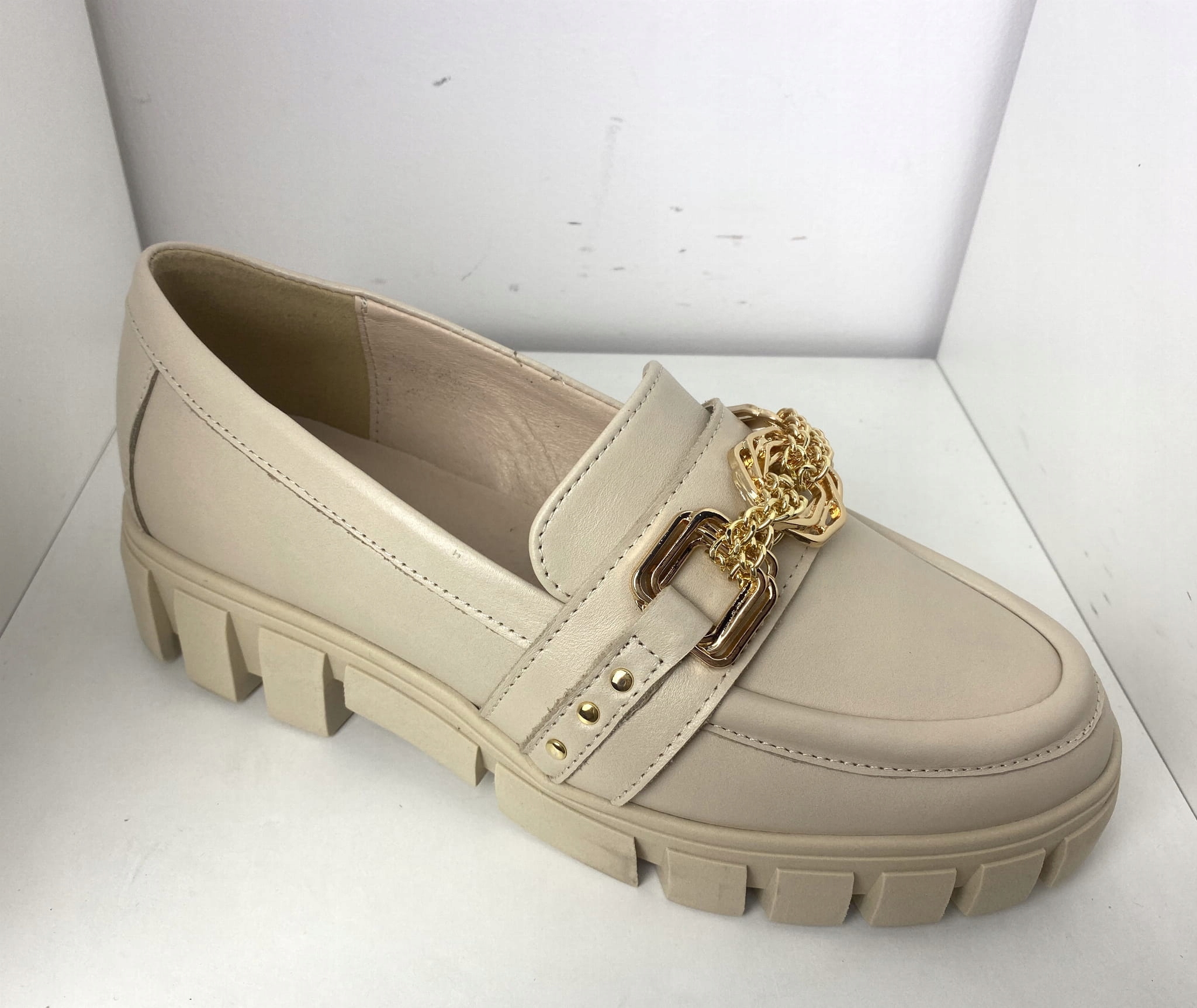 Dámské polobotky Higo kožené 1846 Béžová 41, Béžová