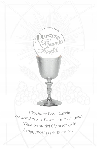 Kartka Pamiątka komunii z życzeniami skromna KS2