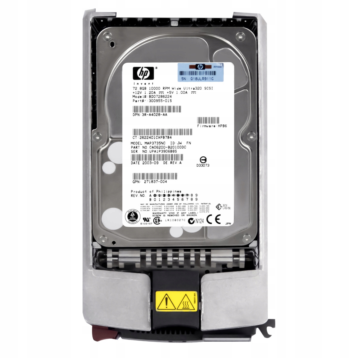 Hp 300955-015 72,8 Gb 10K 8MB Scsi U320 3,5'' BD07286224