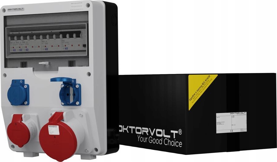 Stavební rozvaděč Td-s/fi 63A 16A 2x230V Schuko Doktorvolt DV-2268-D