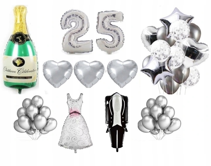 

Dwudziesta Piąta 25 Rocznica Ślubu Zestaw Balony