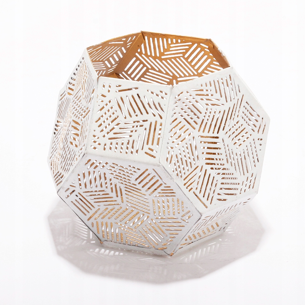 

Świecznik tealight Biały Złoty metalowy
