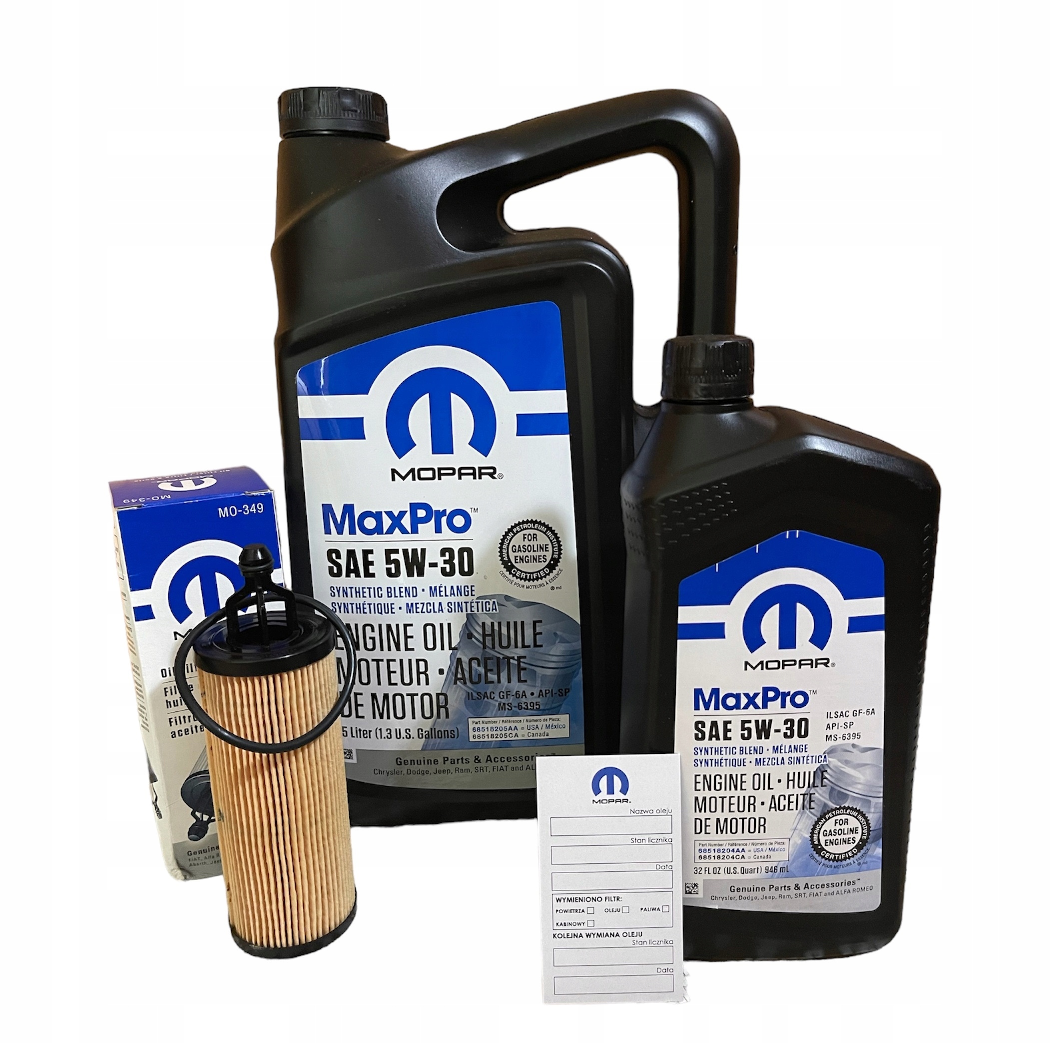 Mopar 5W30 6L+MO349 Jeep Dodge Chrysler 3.6 2014+