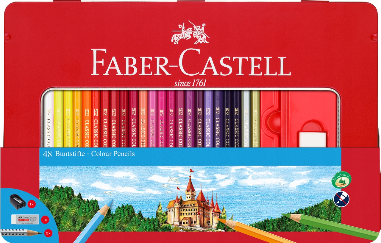 Kredki ołówkowe Zamek Faber-Castell 48 szt. w opakowaniu metalowym