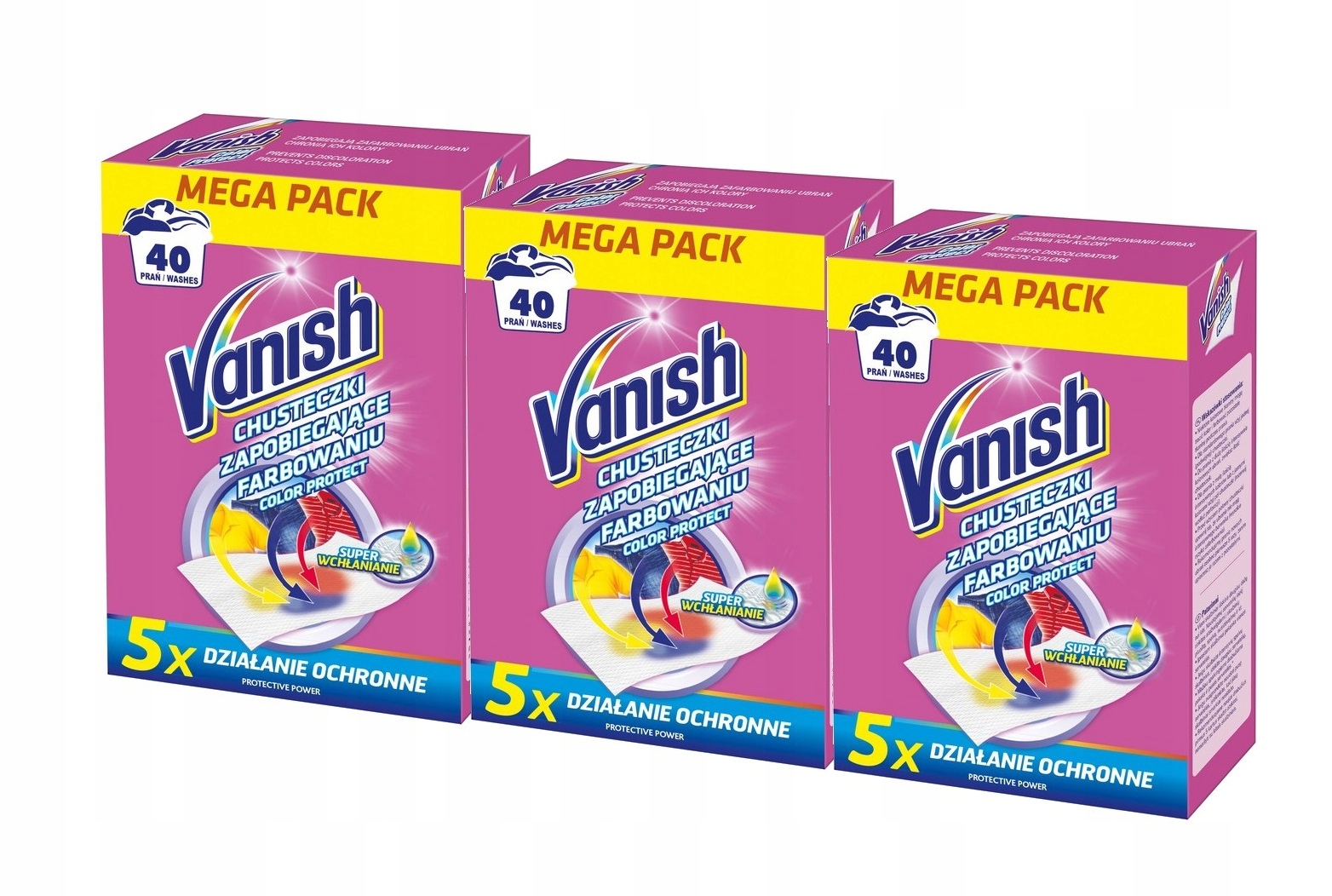 

Vanish Chusteczki wyłapujące barwnik 3 x 40 prań