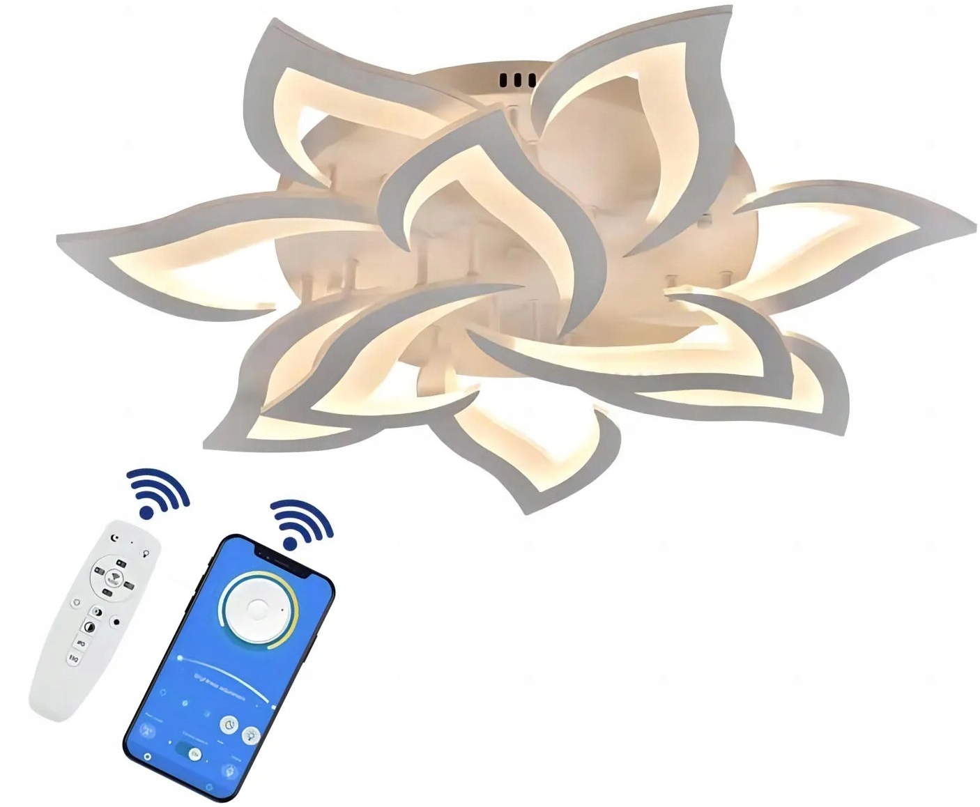 Led stropná lampa Loti 10 okvetných lístkov Biela v tvare Lotosového kvetu diaľkové ovládanie