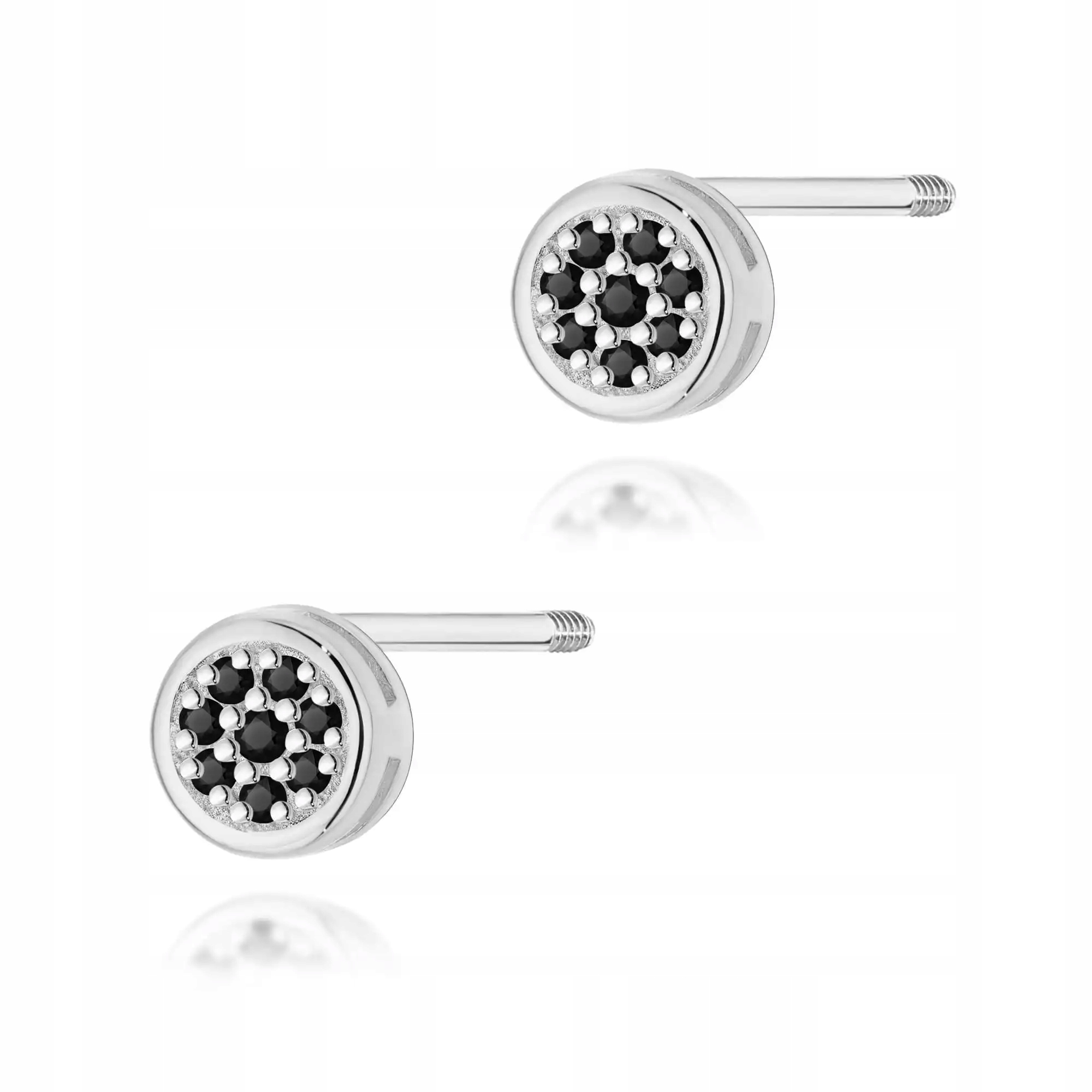 Náušnice pro ženu 585 s černými diamanty, bílé zlato, moderní a módní