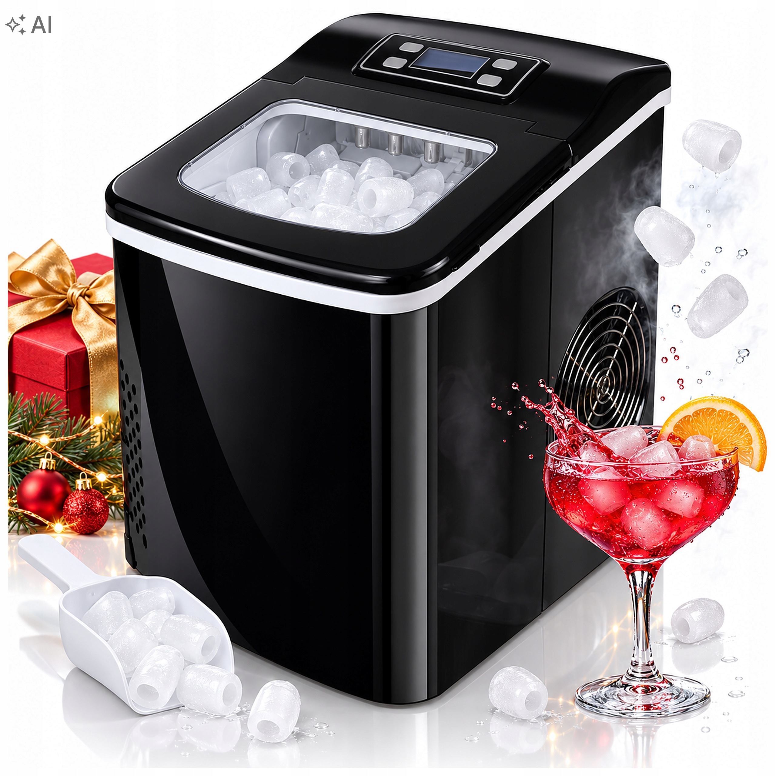 Kostka na led Domácí malý stroj na kostky ledu 12 kg/24 h Tichý LCD