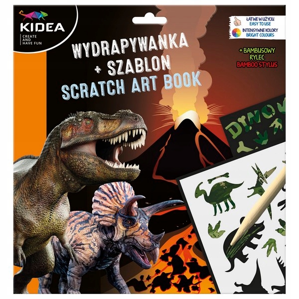 

Kidea Kreatywne Wydrapywanki Z Szablonami Dinozaur