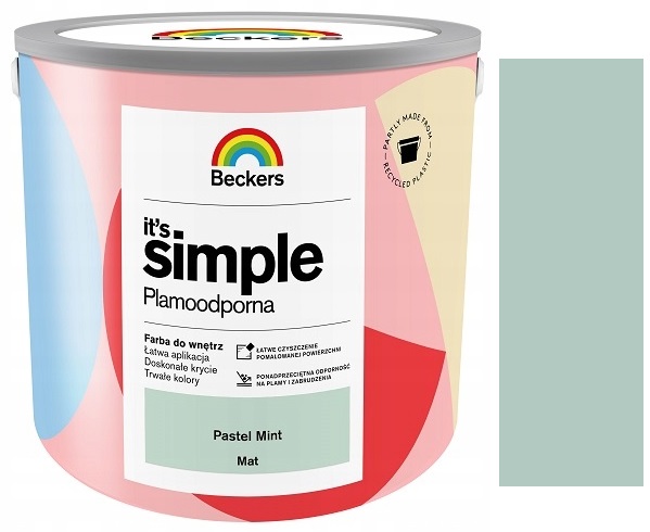 Beckers It`s Simple Plamoodporna Farba Do Ścian I Sufitów Pastel Mint 2.5L