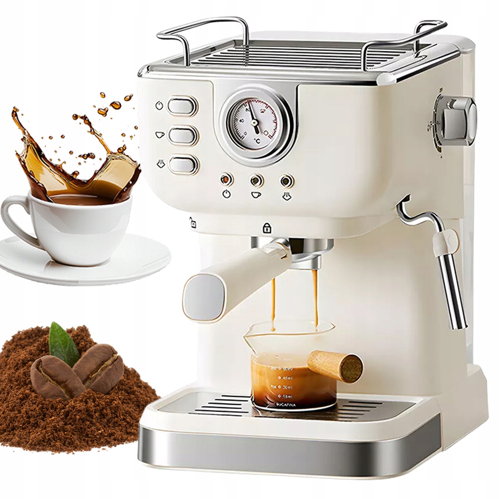 Półautomatyczny Ekspres Do Kawy Ekspres Do Espresso 1.5L Złamana Biel