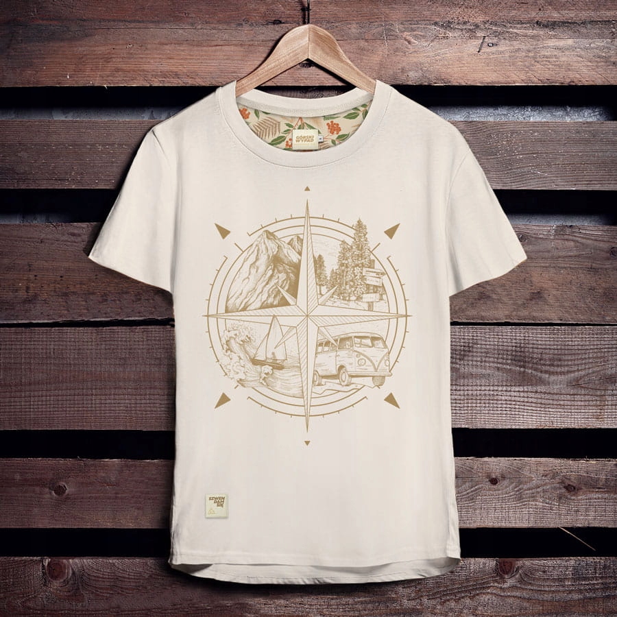 Koszulka męska outdoor trekking podróże wyprawa kompas L