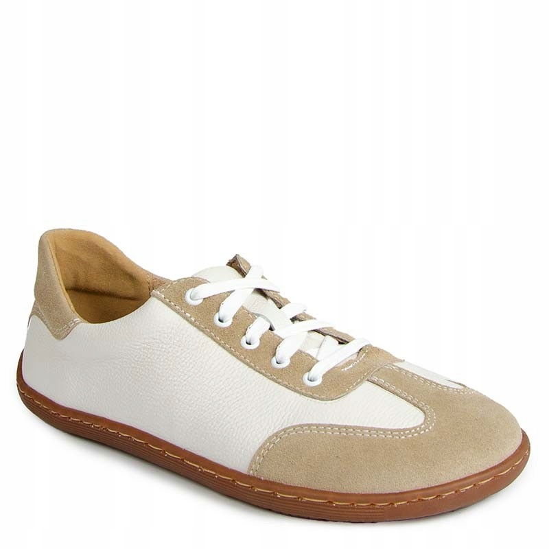 Wasak 0744 Barefoot Bílo Béžové Kožené Polobotky Tenisky 43