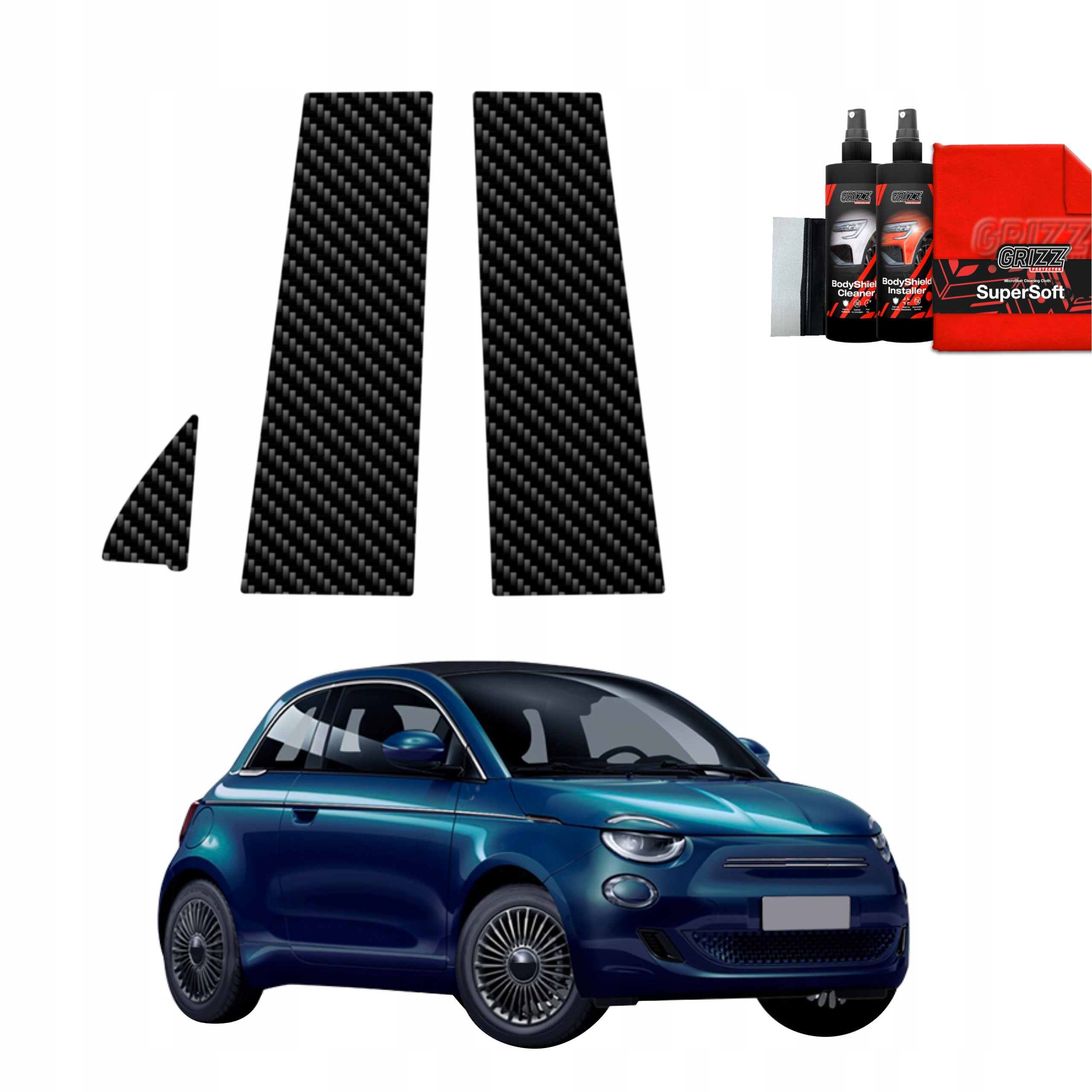 3v1 Fólie na sloupky pro Fiat 500 (2016-2025)