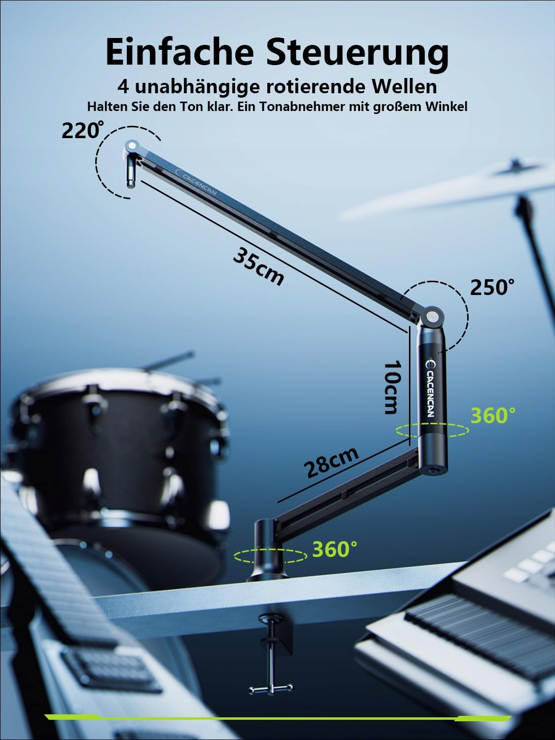 MIKROFONOWY BOOM ARM 360° Z UCHWYTEM DO STOŁU DO STREAMINGU I PODCASTÓW — miniatura 7