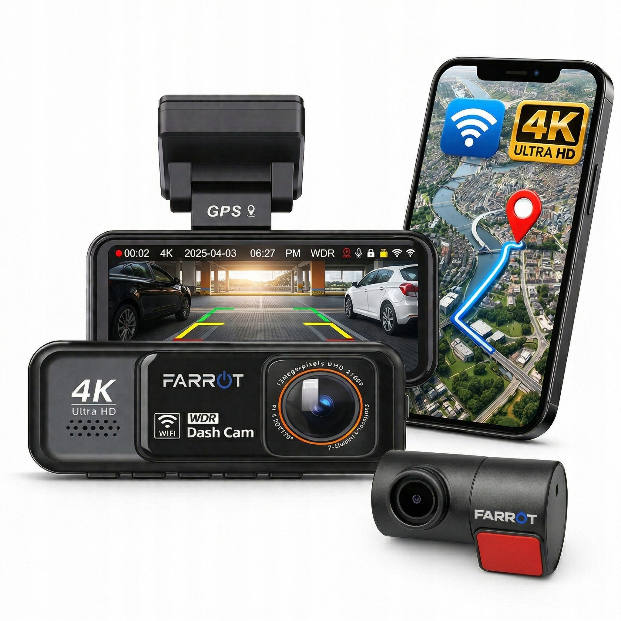 Záznamník Jazdy A8 4K Uhd Adas Gps Wifi Parkovací Režim Sada S Acc