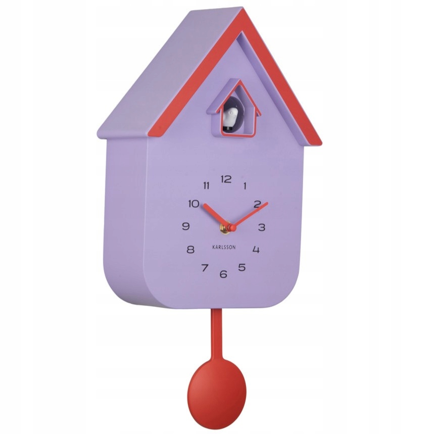 Moderné nástenné hodiny s kukučkou fialové do obývacej izby Dupla Color Cuckoo