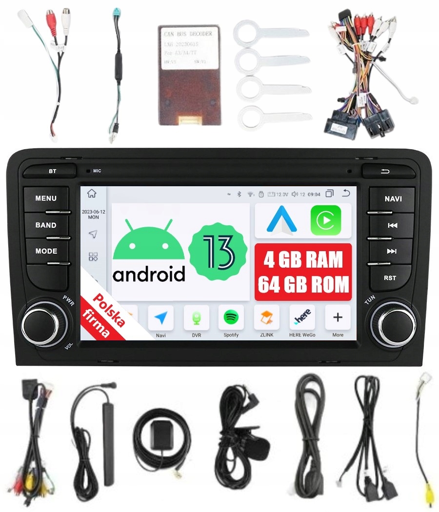 Navigace Rádio 2DIN Android Audi A3 8P 4/64 Gb Dsp Carplay Lte
