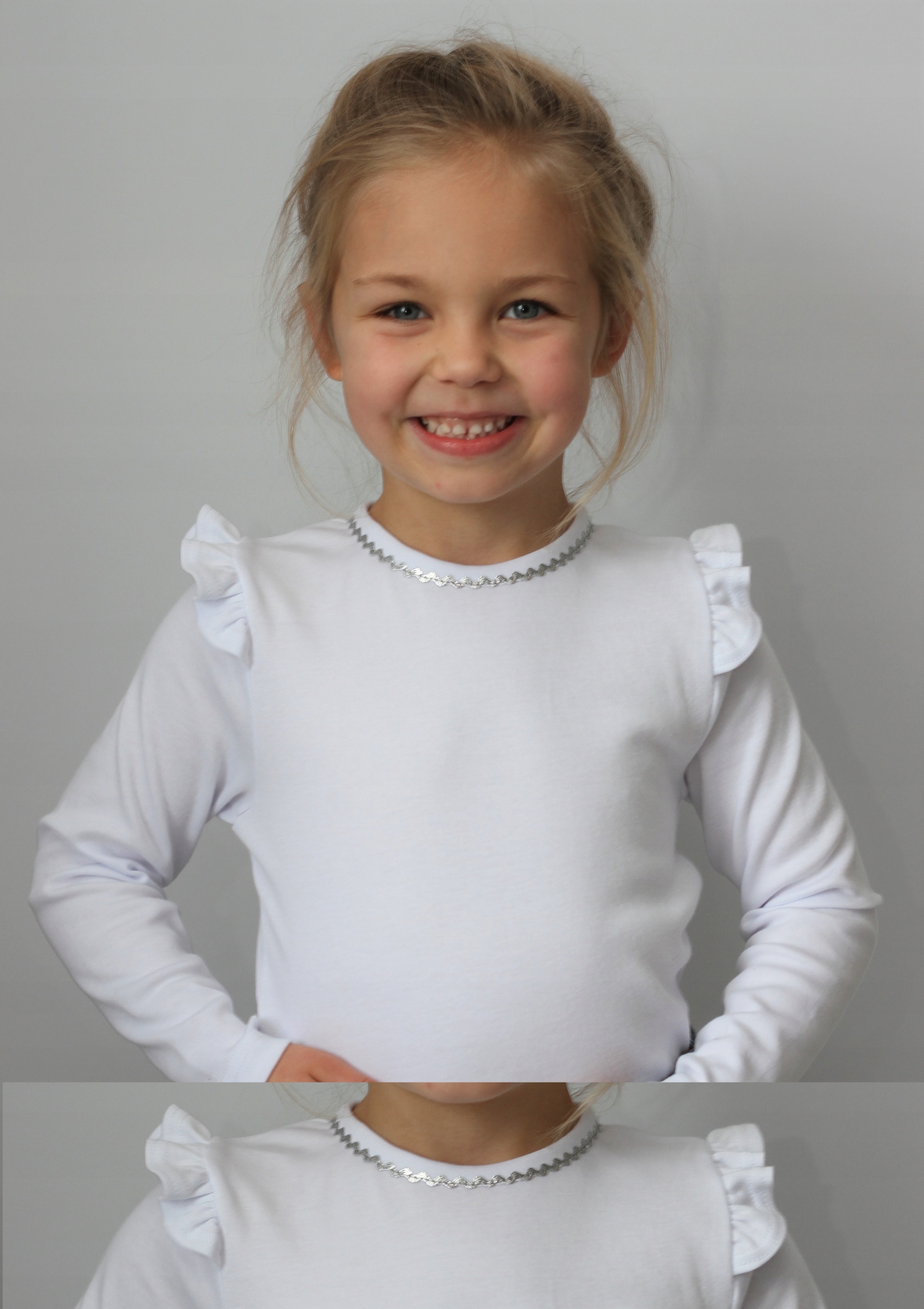 BLUZKA BIAŁA Z FALBANKĄ ROZ. 92 - KLAUDYNKA Skład surowcowy 100% bawełna