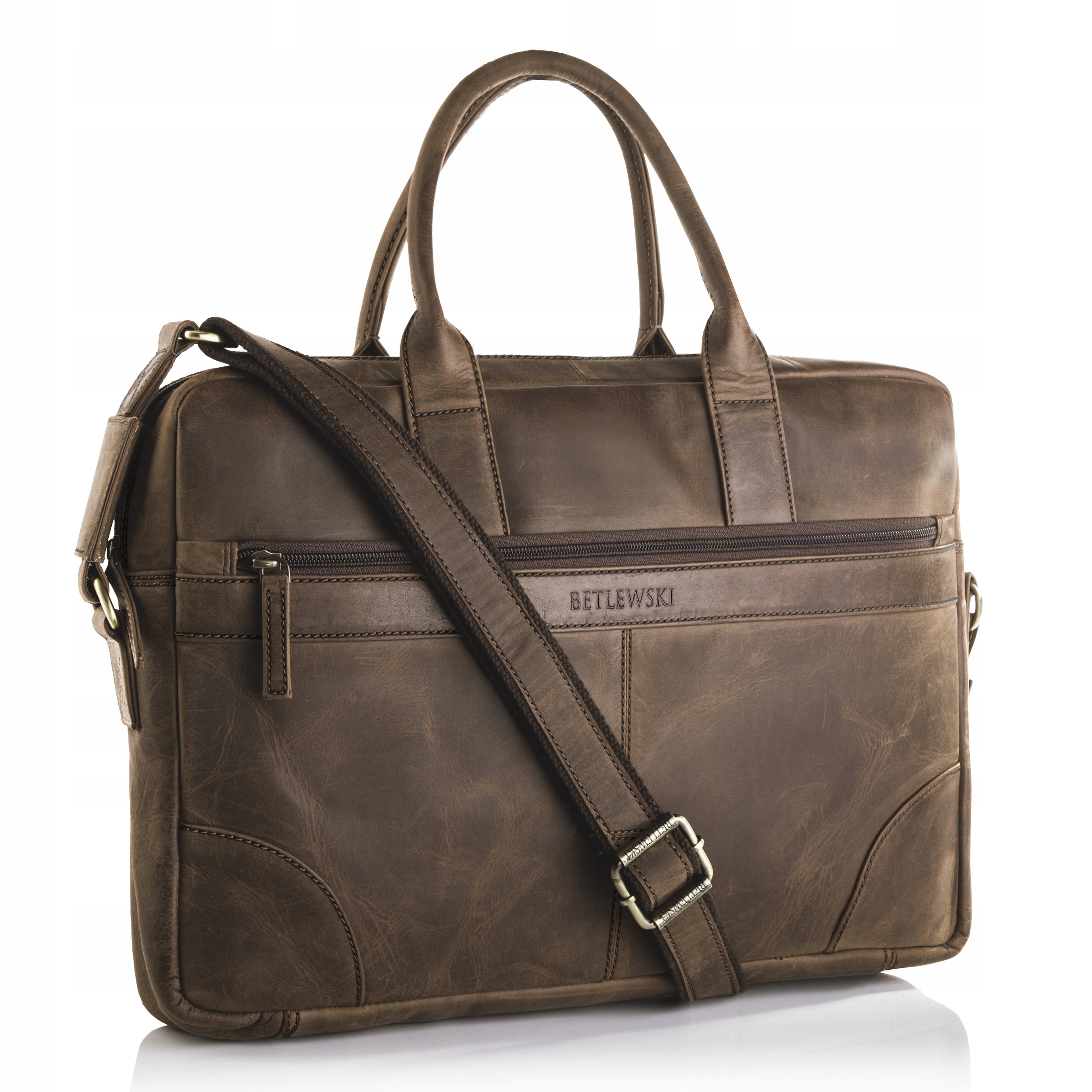Betlewski Torba męska skórzana na laptopa aktówka pojemne wnętrze