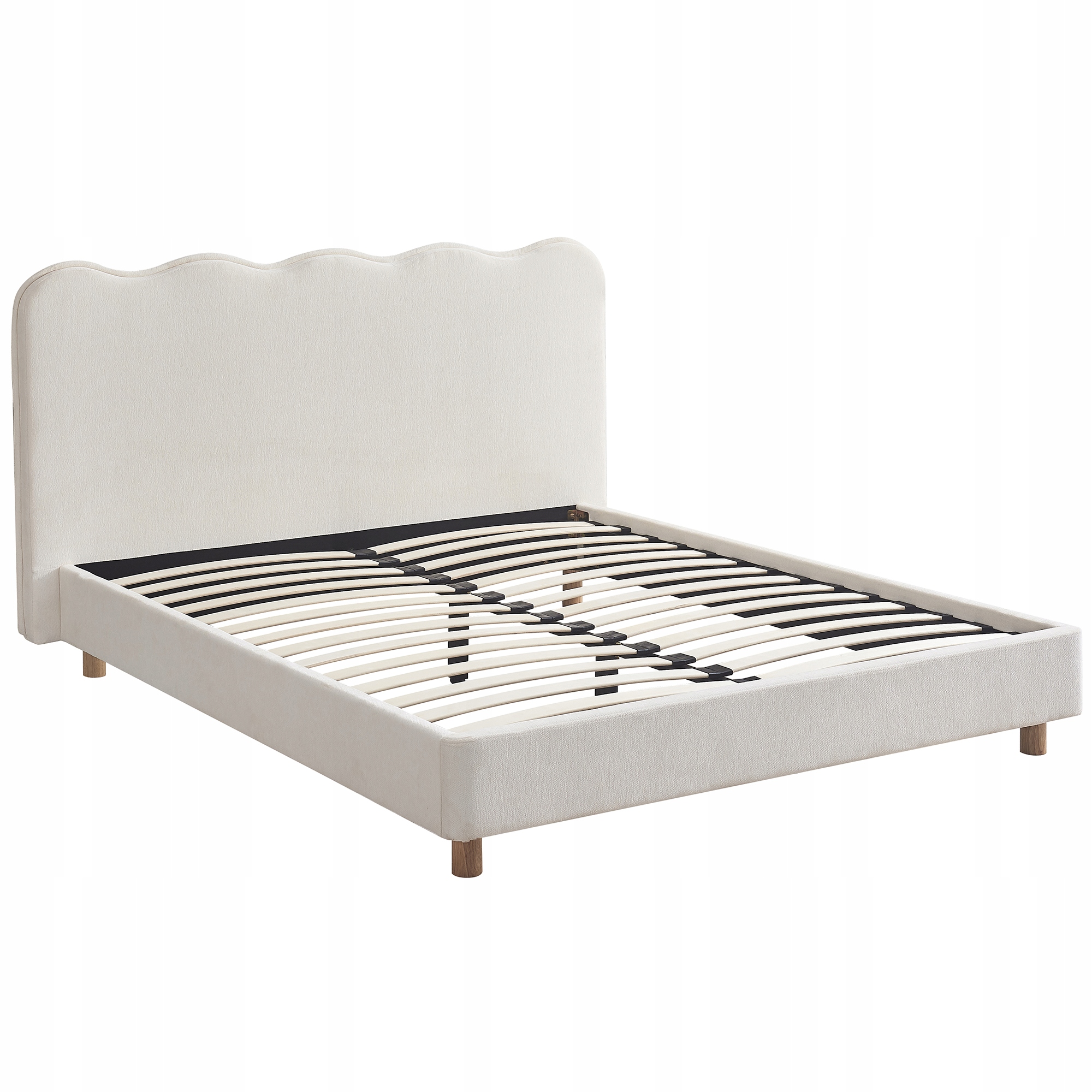 Łóżko Dwuosobowe Tapicerowane Krem 160x200 Do Sypialni Izmir