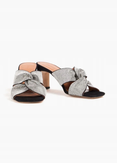 Claudie Pierlot Dámské černé semišové nazouváky zdobené krystaly R-37