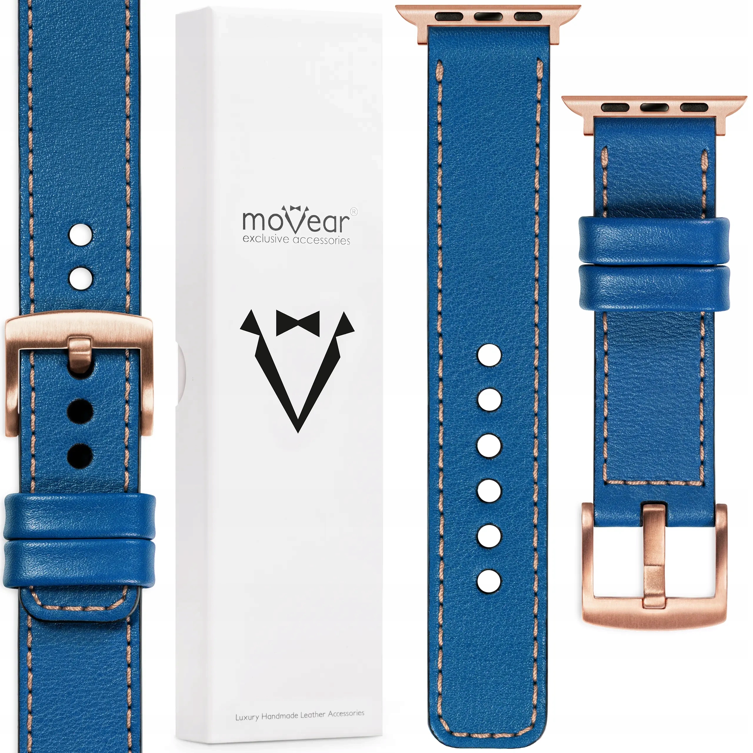 Pásek pro Apple Watch 10 9 8 7 6 5 Se 42-40 mm Handmade Modrý