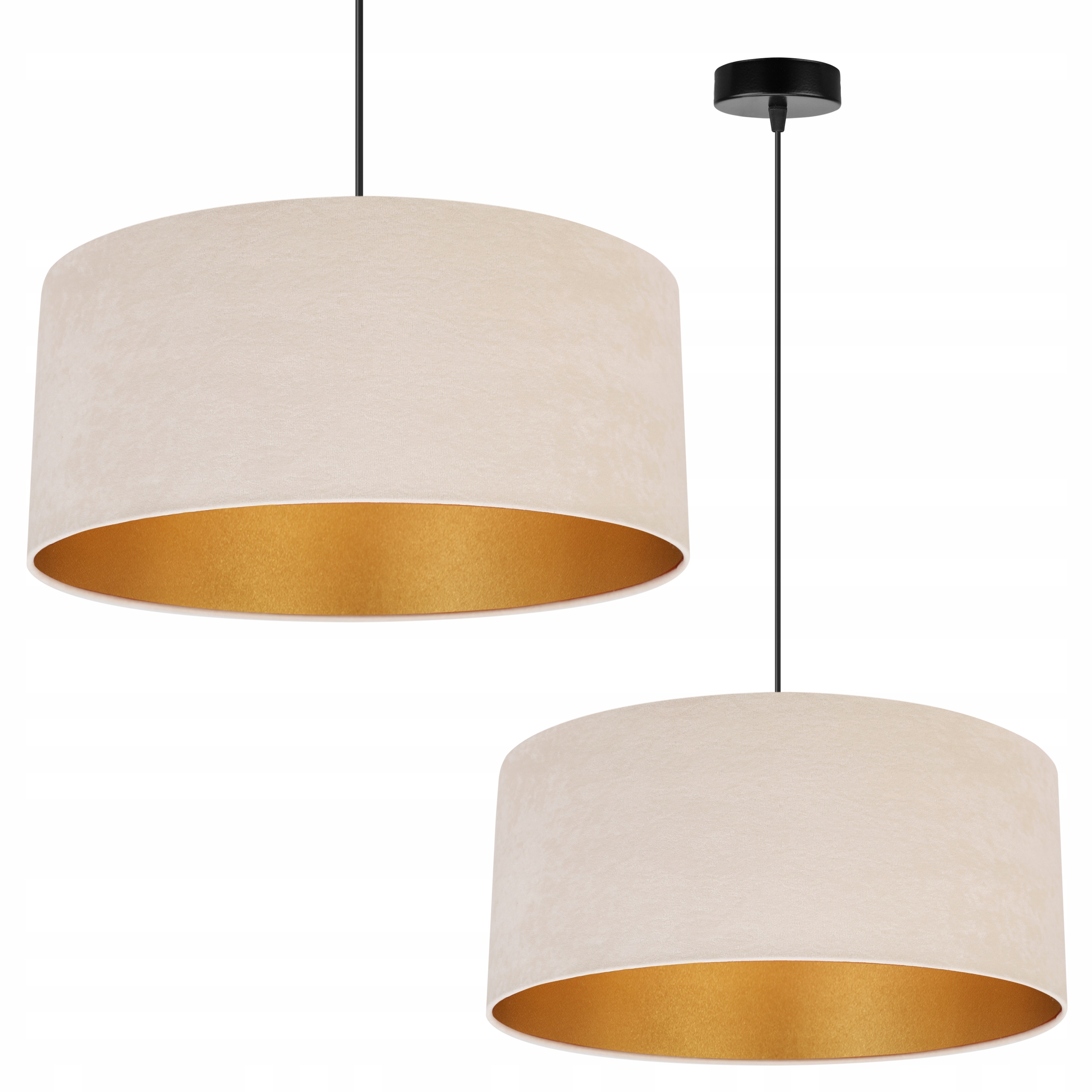 

Lampa Wisząca Żyrandol Sufitowa Złoty Abażur Welur