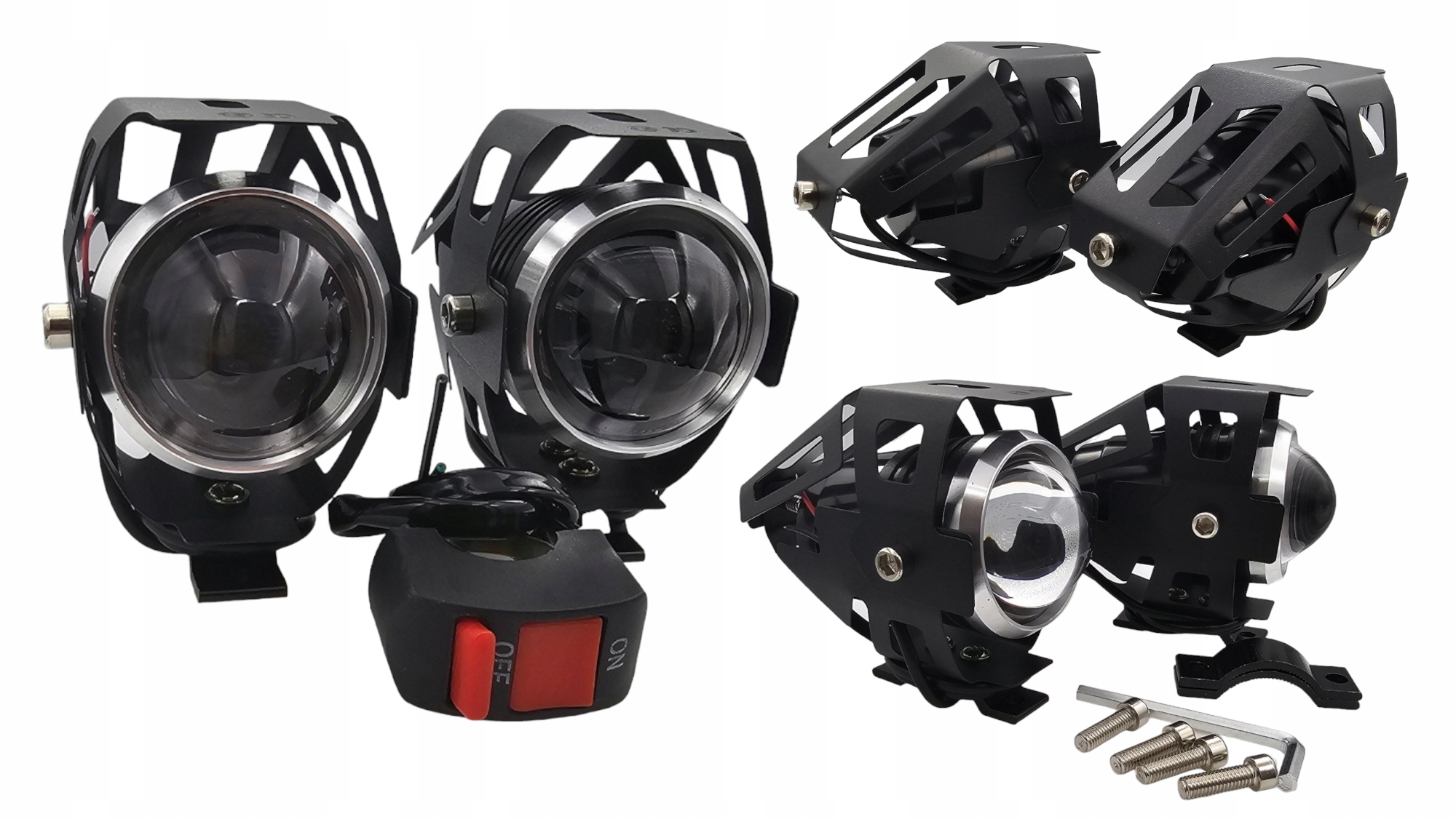 2x Halogeny Led Motocyklové Quad Led Lampy Světlomety Stroboskop