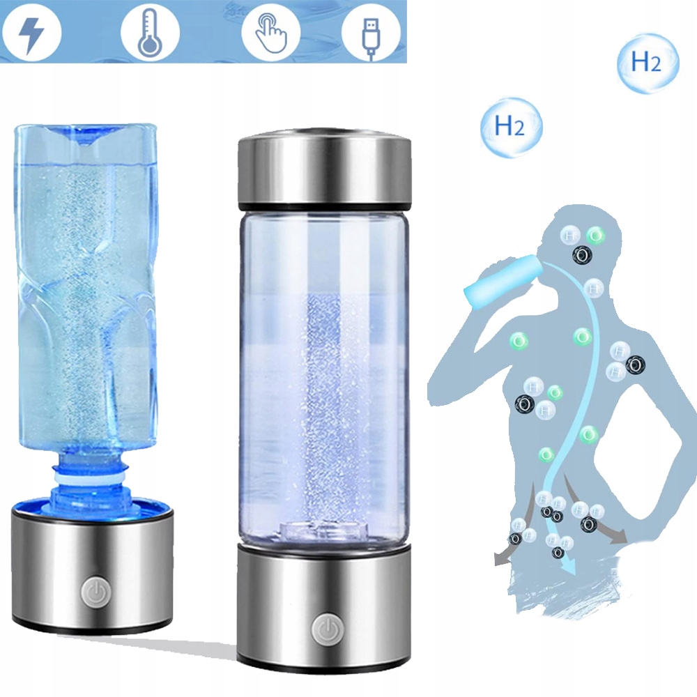 Láhev na vodu vodíková 420 ml, generátor alkalické vody