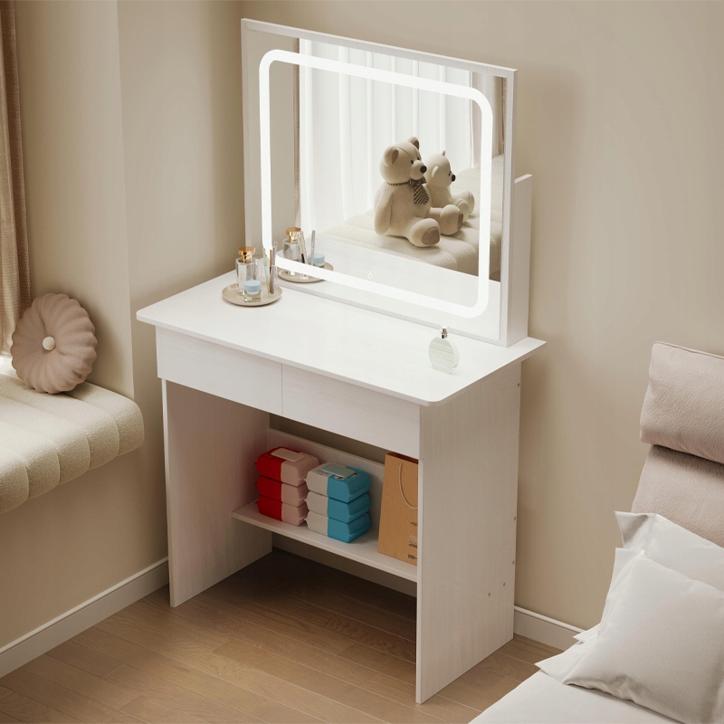 KOZMETIKAI SMINK FÉSÜLKÖDŐASZTAL LED TÜKÖRREL MODERN GLAMOUR 90 CM Bútor színe fehér