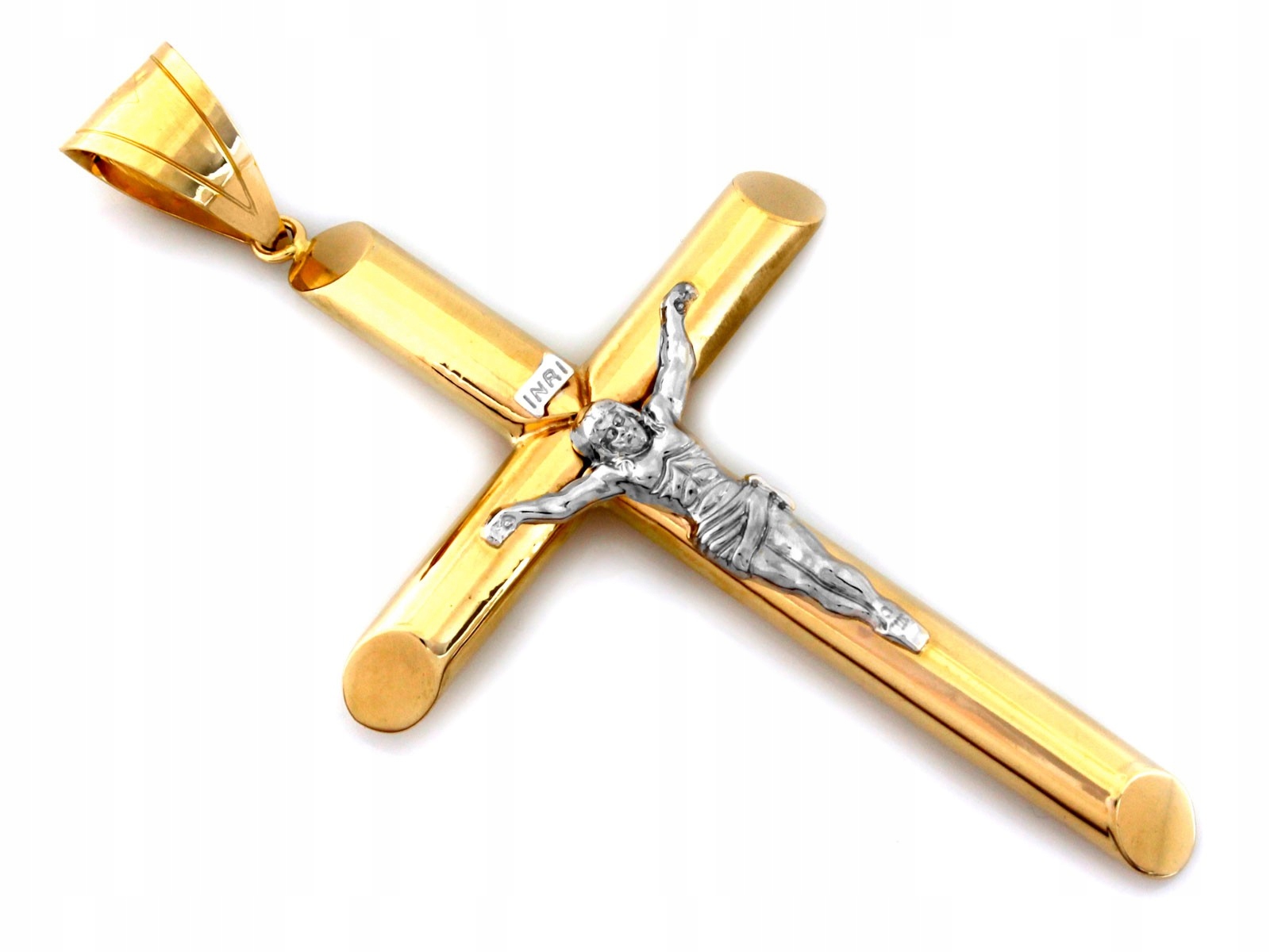 Pánský přívěsek křížek ze zlata 585 bicolor velký 81x51 mm jako dárek 14k