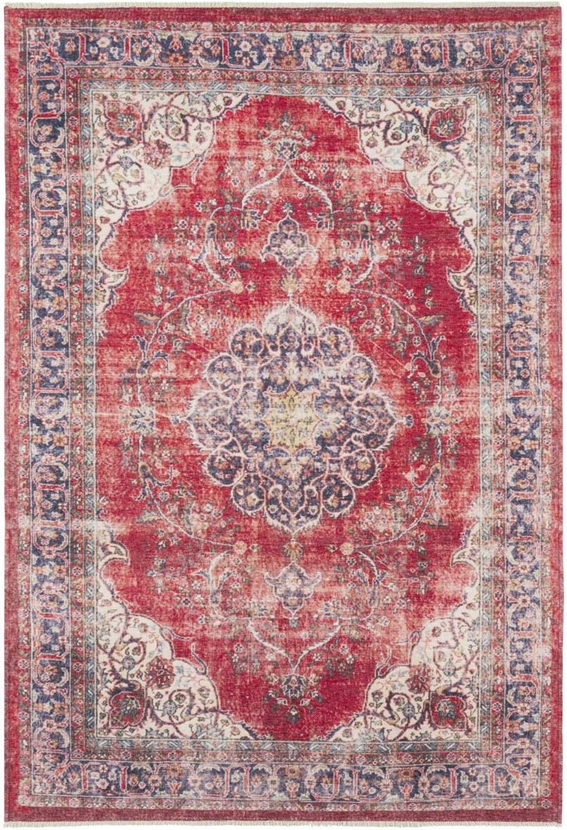 Koberec do obývacího pokoje, 160 x 230 cm, červeno krémový, plochý