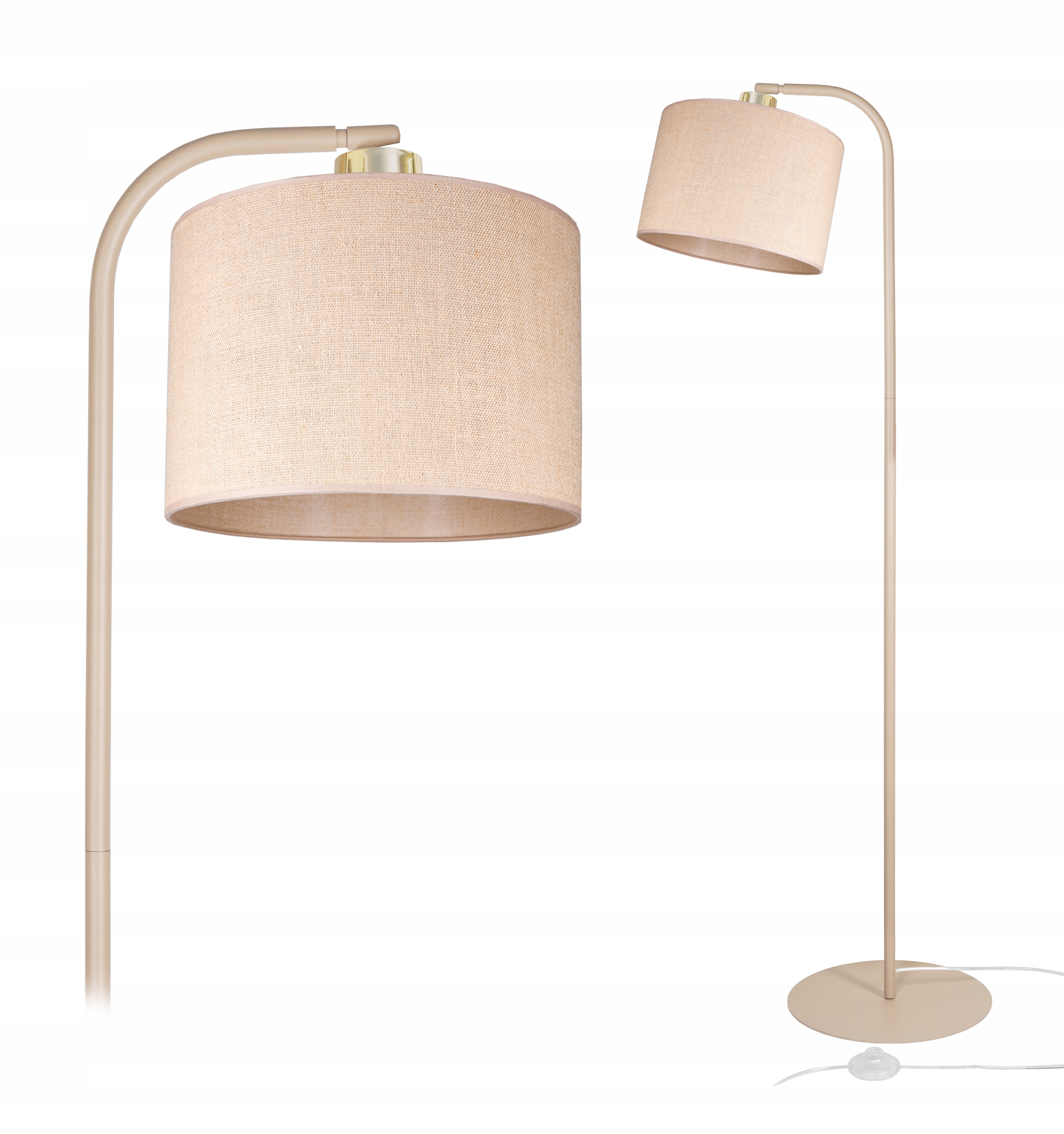 NOWOCZESNA LAMPA STOJĄCA PODŁOGOWA BEŻ ECRU JUTOWY ABAŻUR BOHO 20CM LED