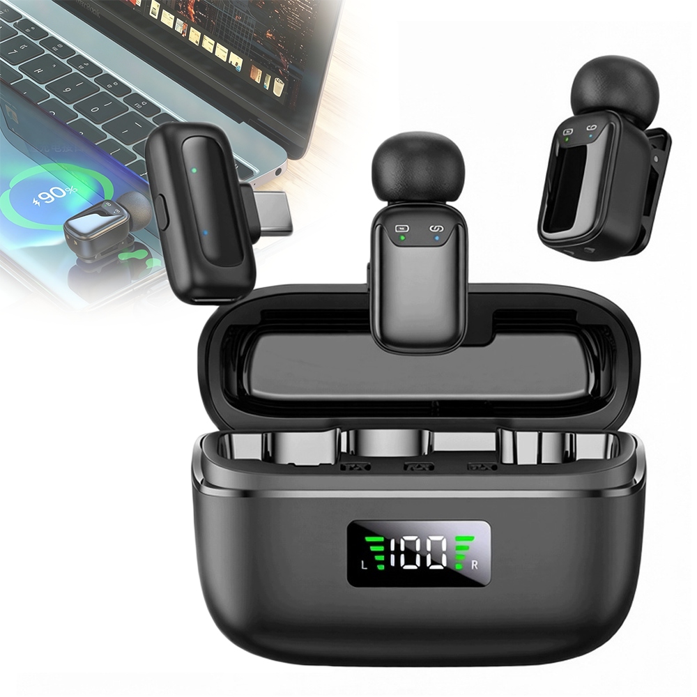 Bezdrátový kravatový mikrofon mini Usb Usb-c černý pro počítač