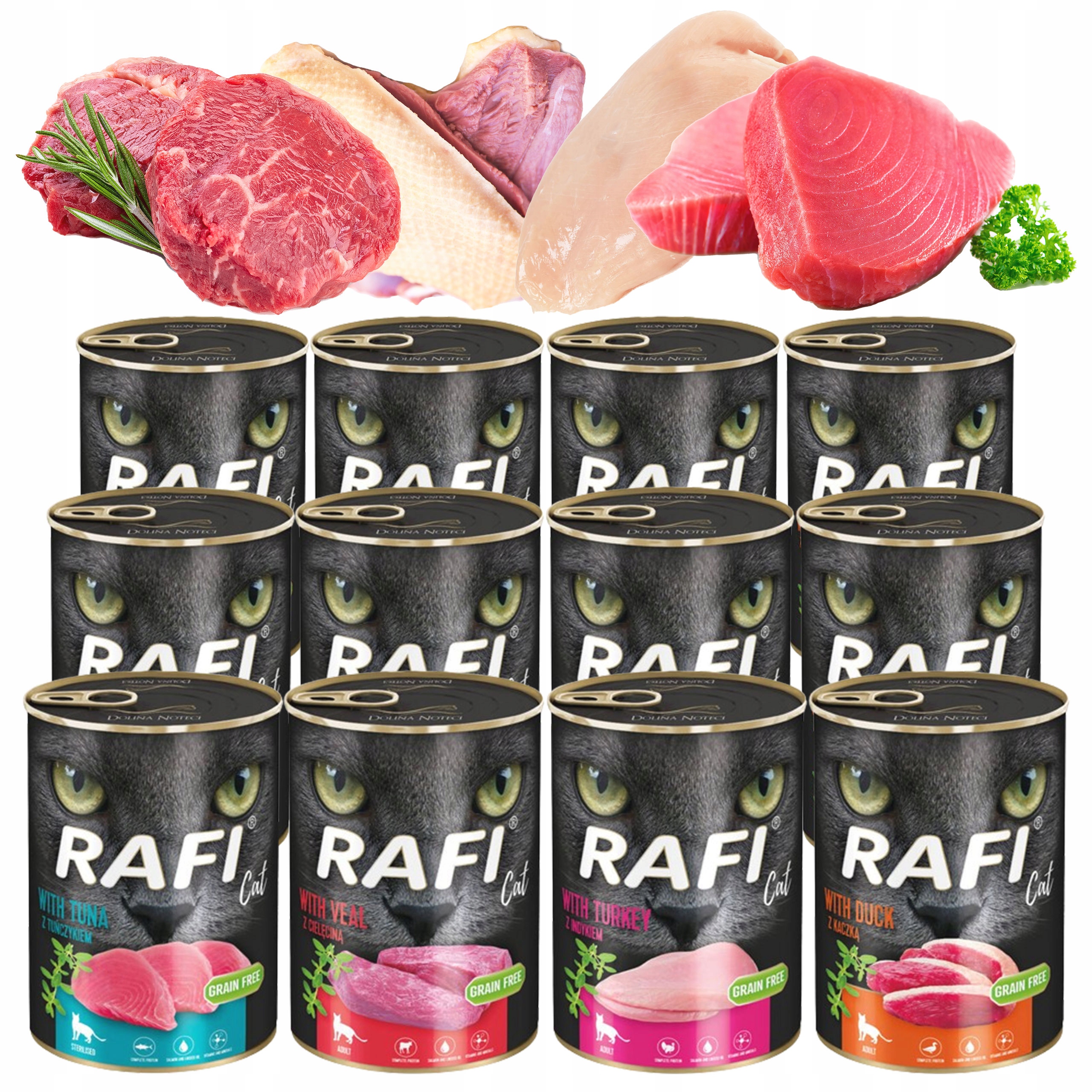 Rafi krmivo pro kočky Dolina Noteci mix chutí 12 x 400 g