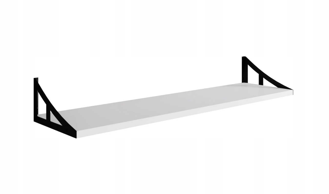 Nástěnná police 90 cm bílá Julia moderní s úchyty loft kov