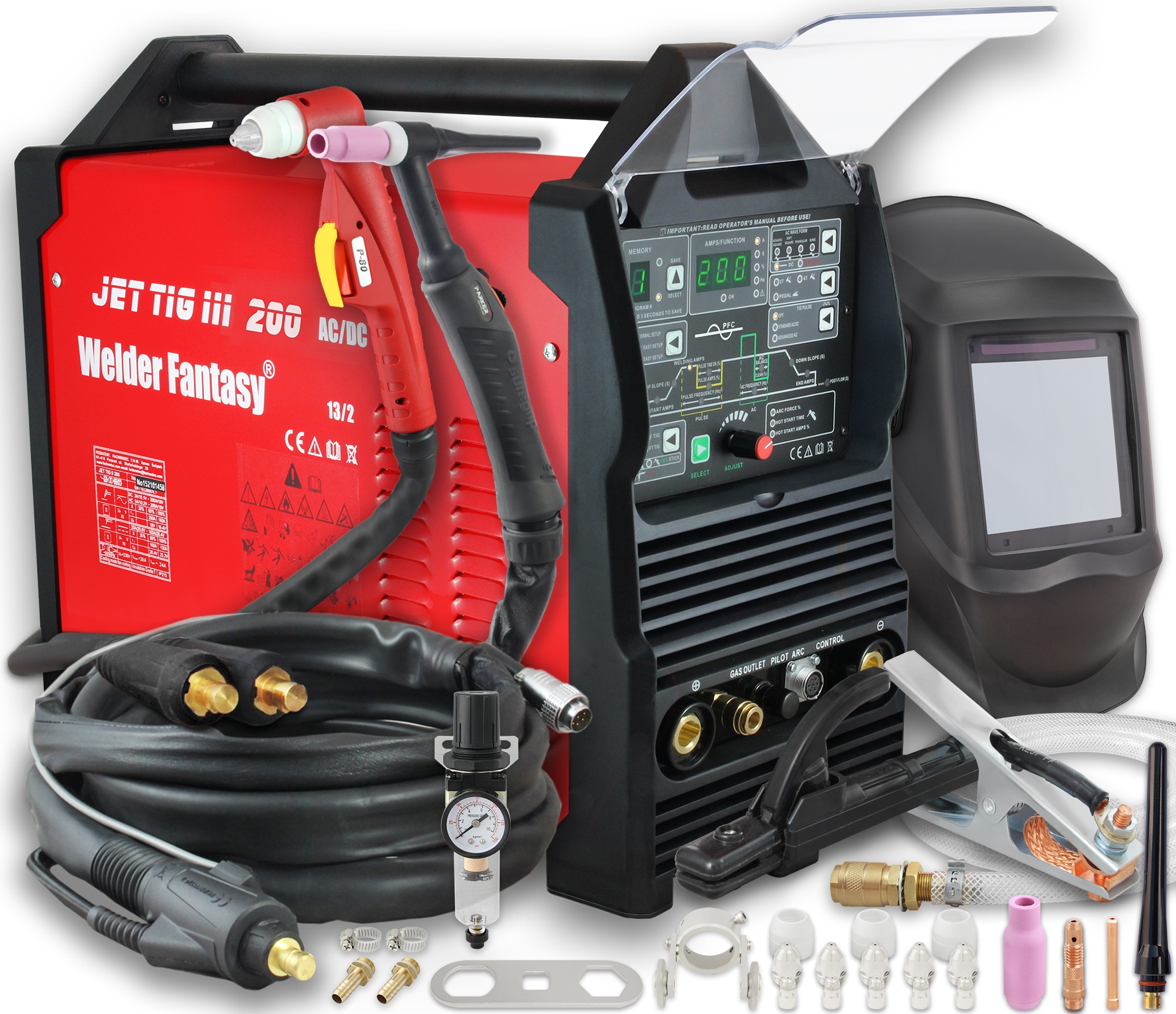 Плазма TIG зварювальний апарат JET III 200 AC / DC маска 990t