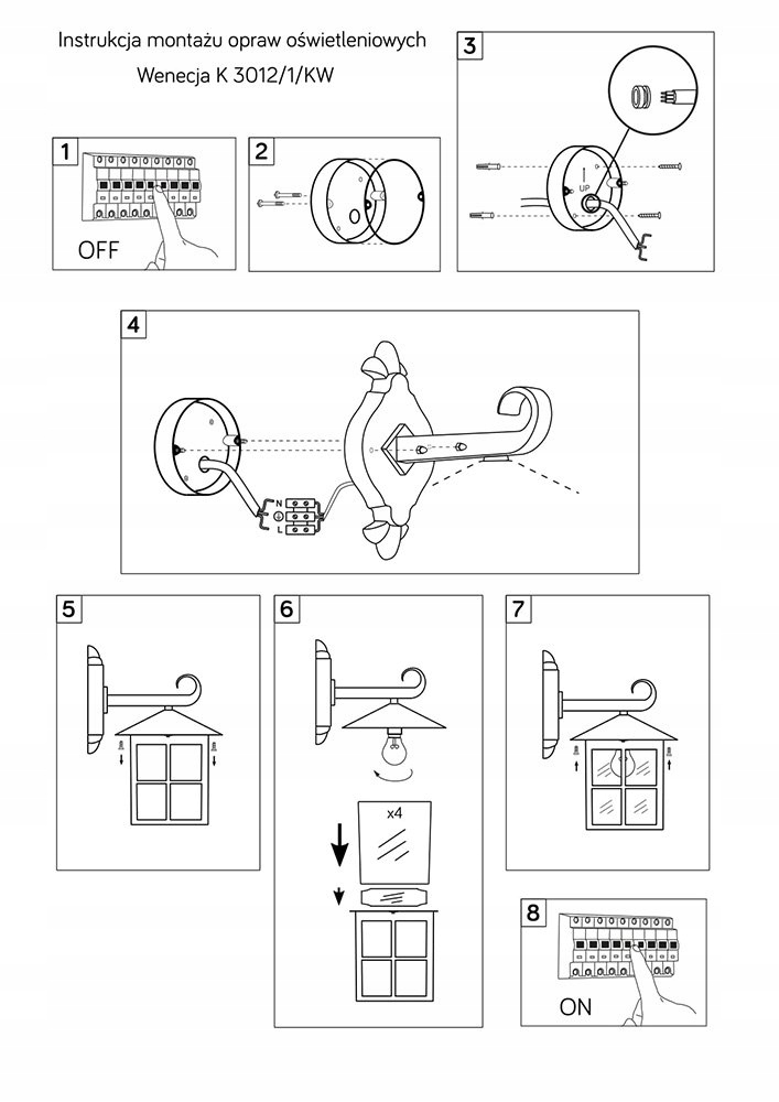 Kinkiet zewnętrzny Wenecja K 3012/1/KW Suma Kod producenta K 3012/1/KW