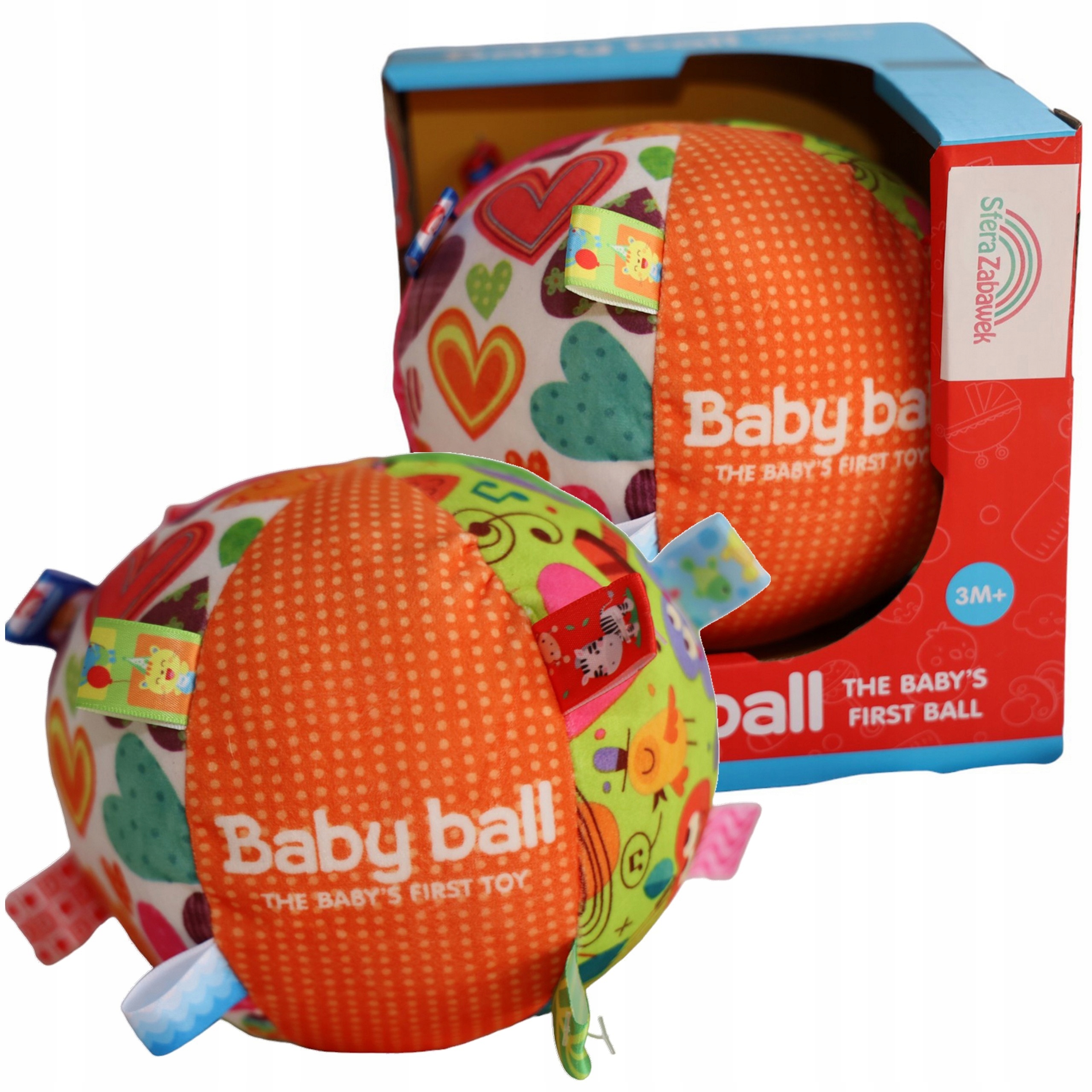 MIĘKKA PIŁECZKA PIŁKA SENSORYCZNA MONTESSORI KOLOROWA DLA NIEMOWLĄT METKAMI