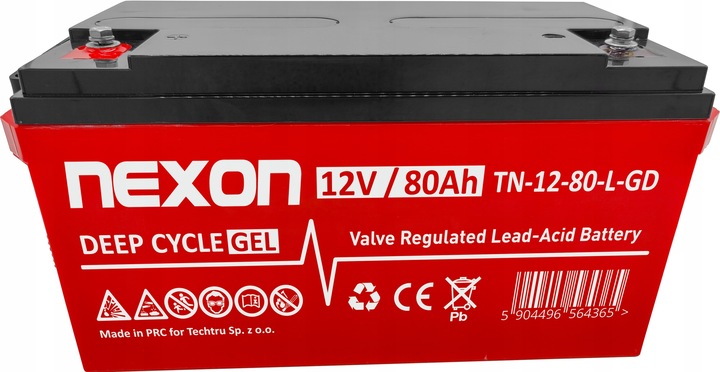Akumulator żelowy Nexon Deep Cycle Gel 12V 80Ah niski