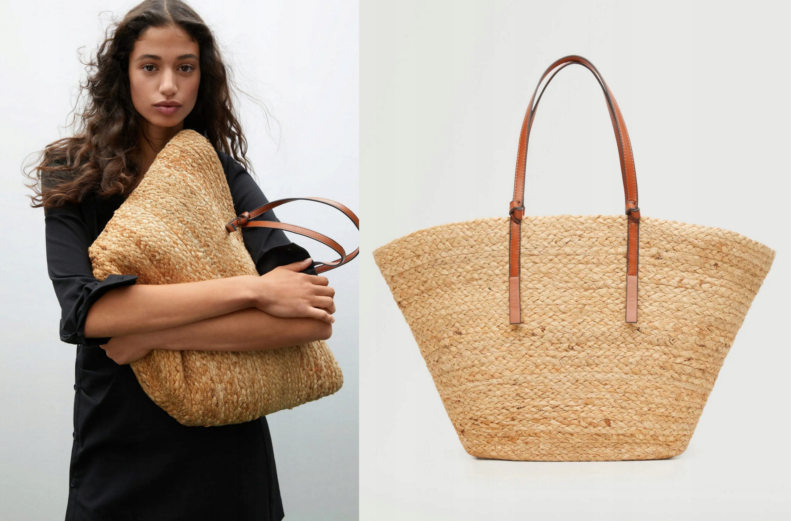 MANGO słomkowa torebka NOWA koszyk rafii plażowa OSTATNIA A4