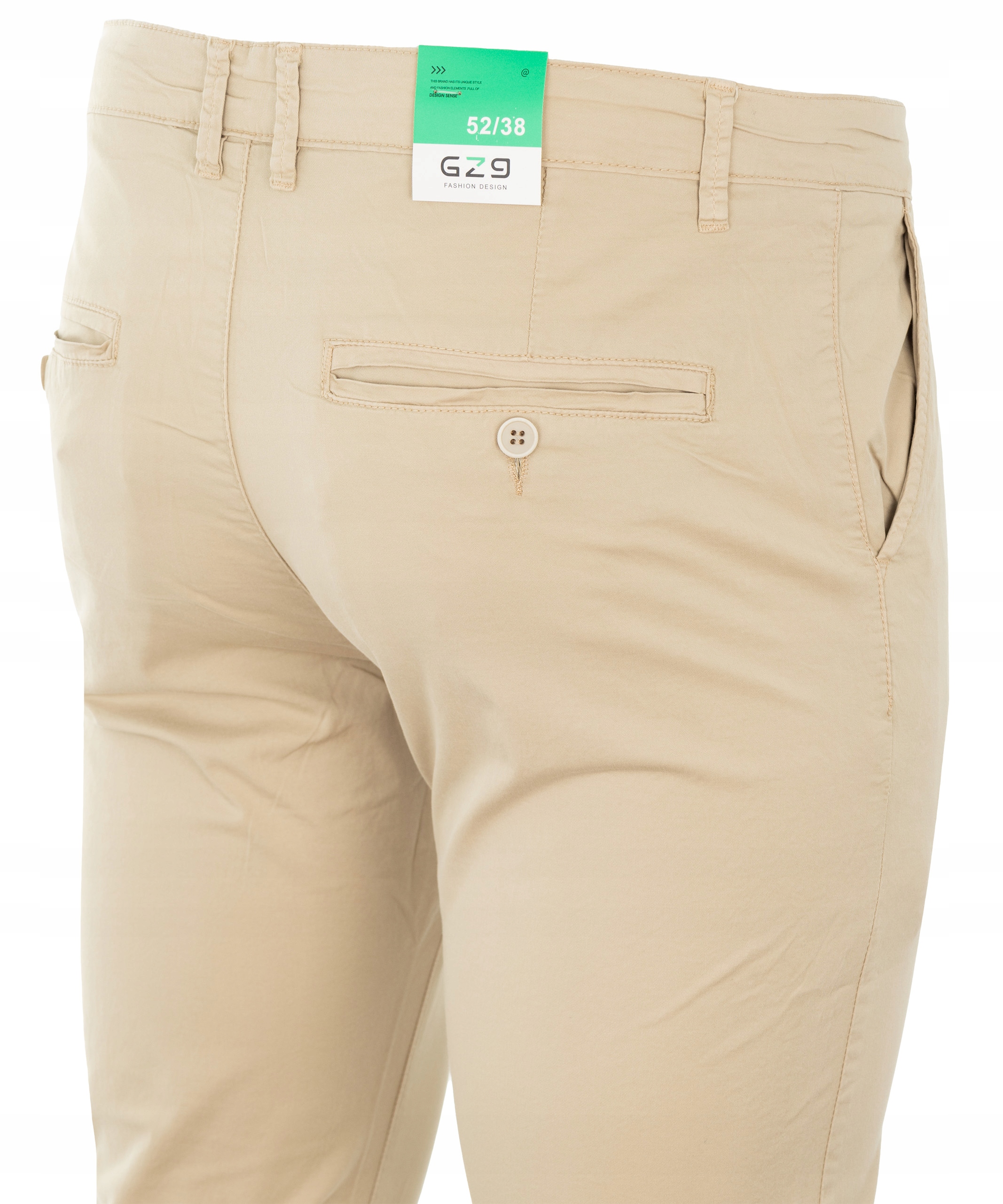 Spodnie Materiałowe Beżowe Bawełniane Letnie Z Elastanem Chinosy W48(30