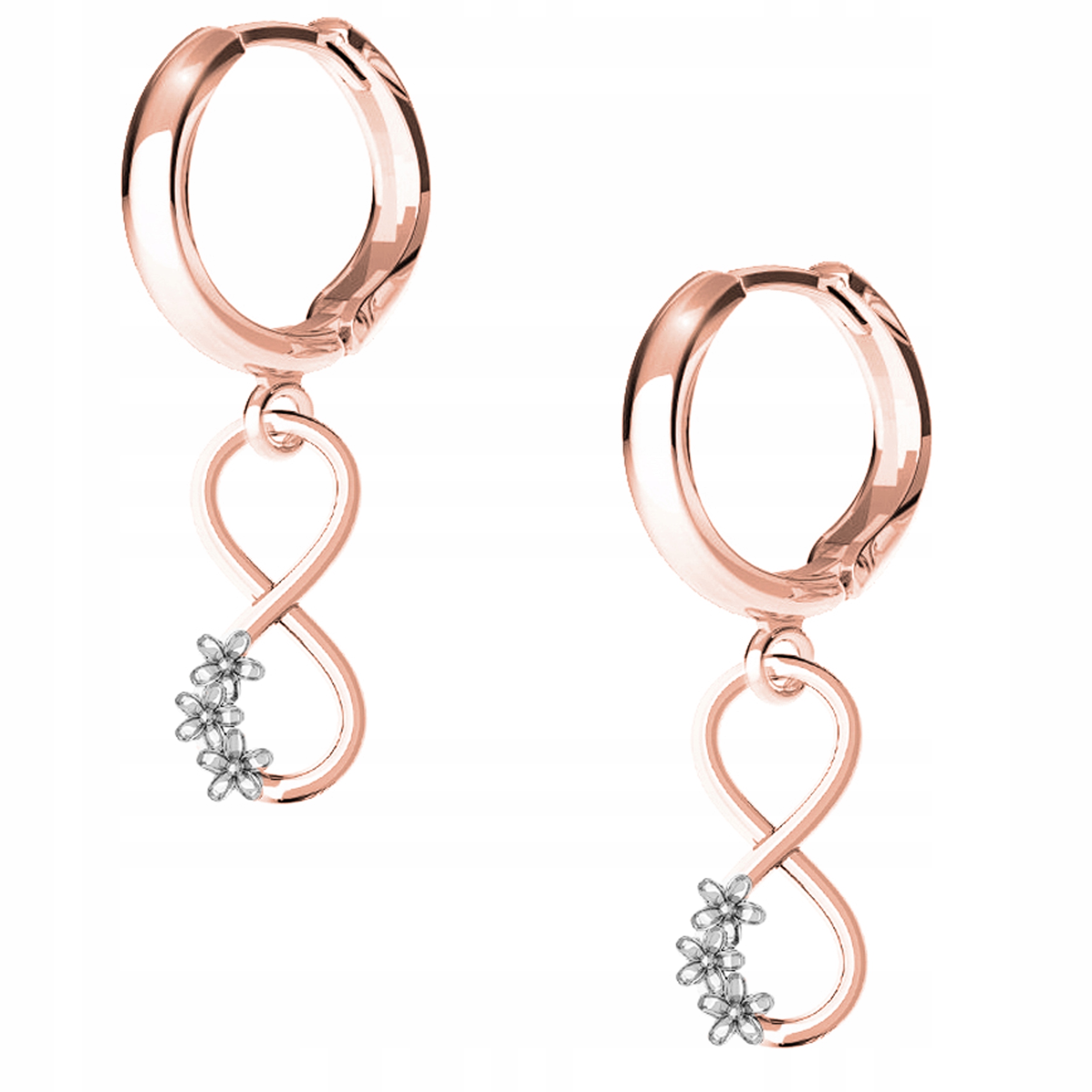 Náušnice Infinity Květ růžové zlato 925