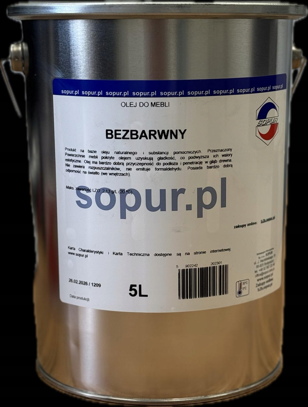 Olej do mebli 5L bezbarwny Sopur